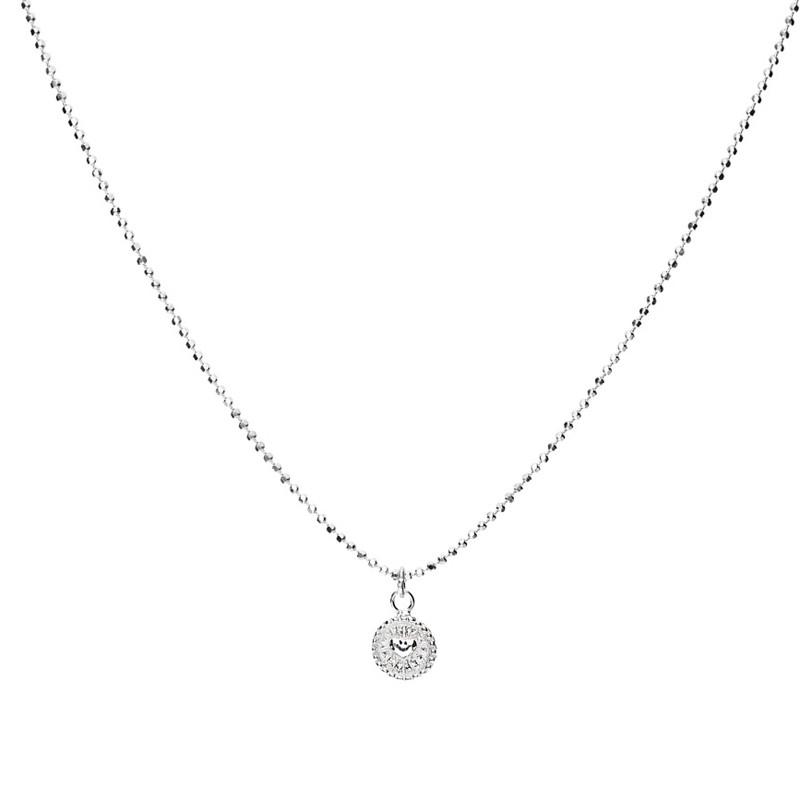Collier court chaîne diamantée en argent - Pendentif Médaille Coeur DORIANE BIJOUX