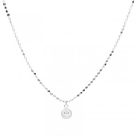 Collier court chaîne petite maille rock en argent - Pendentif Coeur