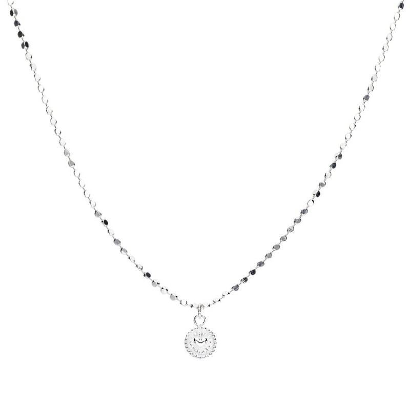 Collier court chaîne petite maille rock en argent - Pendentif Coeur
