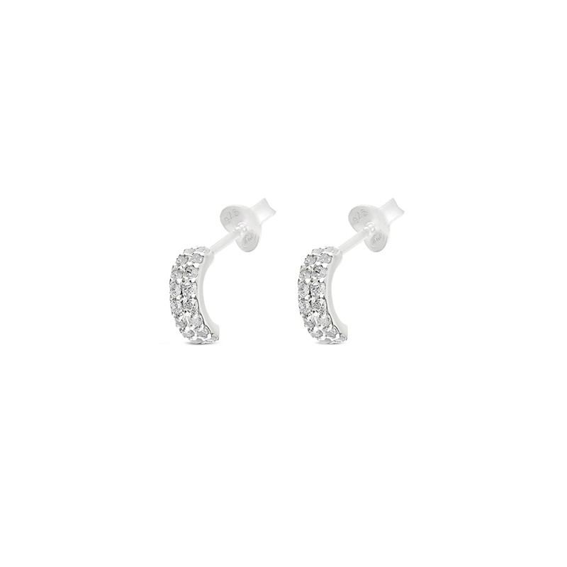 Boucles d'oreilles mini créoles en argent ornées d'Oxydes DORIANE BIJOUX Boucles d'oreilles mini créoles en argent ornées d'Oxydes DORIANE BIJOUX