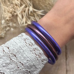 Bracelet Jonc BOUDDHISTE Mantra chance amour fortune épais - Lilas foncé TAILLE L