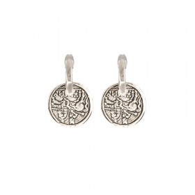 Boucles d'oreilles Créoles VAINILLIA Métal - Pendentif Hiéroglyphes antik - CXC