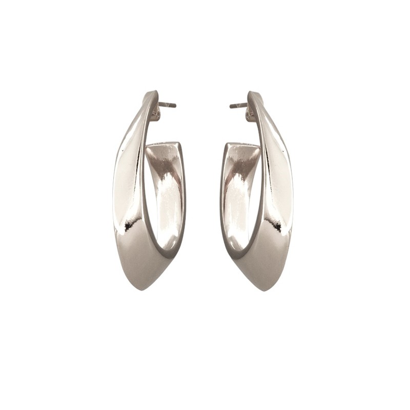Boucles d'oreilles Créoles VAINILLIA Métal - Grand Oval design - CXC