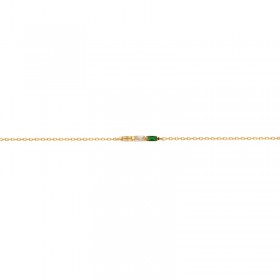 Bracelet fin CRYSTAL Or - Chaîne & Cristaux en baguettes vert - Une à Une