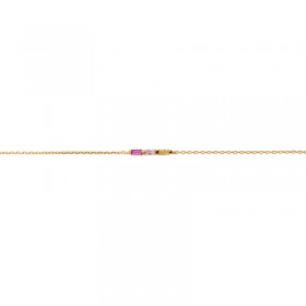 Bracelet fin CRYSTAL Or - Chaîne & Cristaux en baguettes rose - Une à Une