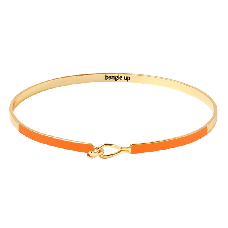 Bracelet Jonc fermé fin LILY Orange Tonic doré - Fermoir crochet - Une à Une