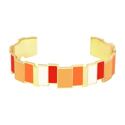 Bracelet jonc ajustable INES MULTICO Orange Tonic doré - Bangle Up