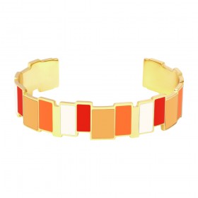 Bracelet jonc ajustable INES MULTICO Orange Tonic doré - Bangle Up