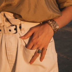 Bracelet Jonc ajustable HERA Or - Manchette tressée antique