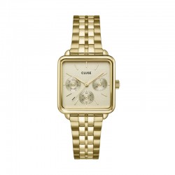 Montre Tetragone Multifonction Steel Full Gold, cadran carré blanc - CLUSE