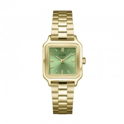 Montre Gracieuse Petite Steel Light Green, Gold color cadran carré & bracelet oyster - CLUSE