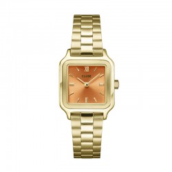 Montre Gracieuse Petite Steel Apricot, Gold colour cadran carré & bracelet oyster - CLUSE