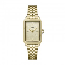 Montre Fluette Steel, Sand Gold, Gold colour, cadran rectangle or & bracelet oyster - CLUSE