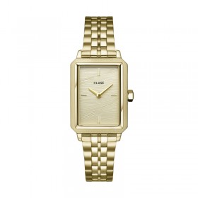 Montre Fluette Steel, Sand Gold, Gold colour, cadran rectangle or & bracelet oyster - CLUSE