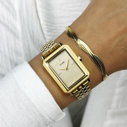 Montre Fluette Sand, Couleur or, cadran rectangle & bracelet oyster