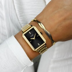 Montre Fluette Black, Couleur or, cadran rectangle & bracelet oyster