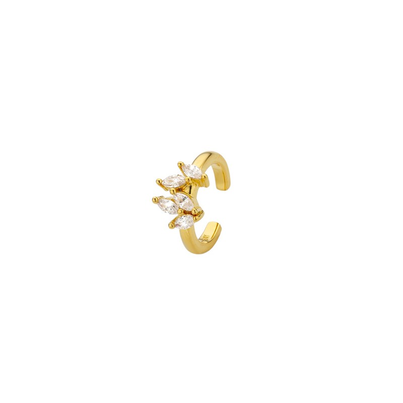 Bague d'oreille, Ear Cuff KYOTO Or - Mini anneau & Fleur zircons blancs - Mya Bay
