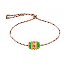 Bracelet GREEN TALISMAN Or - Cordon rose & Rouleau antik vert - Mya Bay