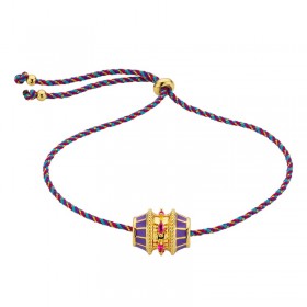 Bracelet PURPLE TALISMAN Or - Cordon truquoise doré & Rouleau antik violet - Mya Bay