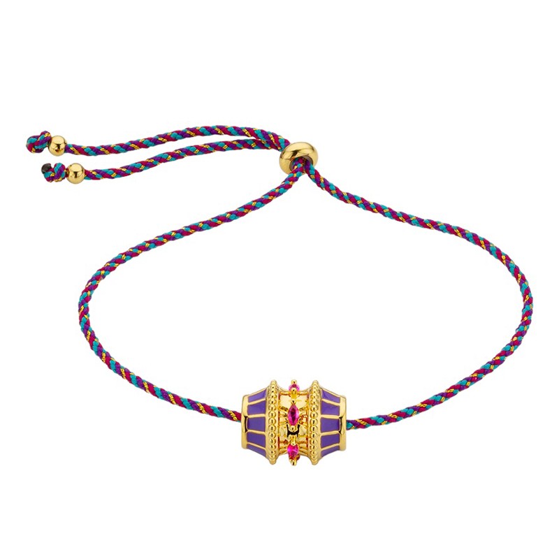 Bracelet PURPLE TALISMAN Or - Cordon truquoise doré & Rouleau antik violet - Mya Bay Bracelet PURPLE TALISMAN Or - Cordon truquoise doré & Rouleau antik violet - Mya Bay