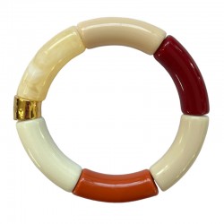 Bracelet jonc élastiqué CARIOCA 1- Camaïeux crème rouge & Terre de Sienne brillant - PARABAYA