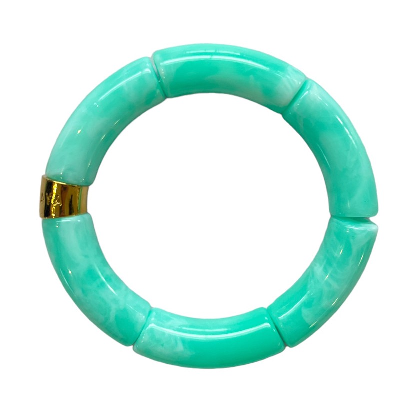 Bracelet jonc élastiqué OCEANO MONO Uni - Turquoise marbré brillant
