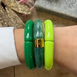 Bracelet jonc élastiqué PALMEIRA MONO 1 Uni - Vert brillant marbré