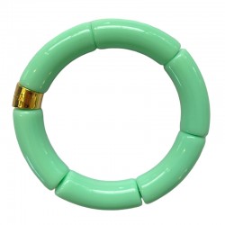 Bracelet jonc élastiqué SAMBA MONO 3 Uni - Vert menthe à l'eau brillant - PARABAYA
