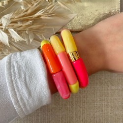 Bracelet jonc élastiqué CARNAVAL 3 - Camaïeux rose clair, fluo & blanc