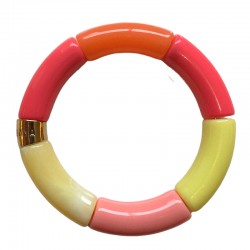 Bracelet jonc élastiqué CARNAVAL 3 - Camaïeux rose clair, fluo & blanc PARABAYA