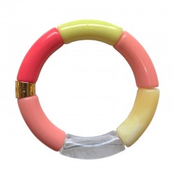 Bracelet jonc élastiqué CARNAVAL 2 - Camaïeux rose clair, fluo & blanc PARABAYA