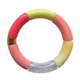 Bracelet jonc élastiqué CARNAVAL 2 - Camaïeux rose clair, fluo & blanc PARABAYA