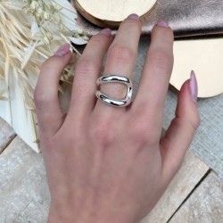Bague large en Argent EROS - Anneaux ronds évidés & Boucle design TAILLE 52