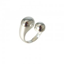 Grosse Bague en Argent - Anneau ouvert & Boules brillantes designs CANYON