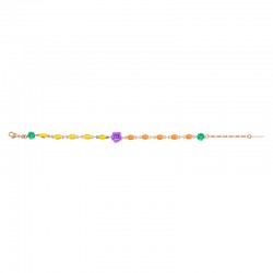 Bracelet fin chaîne MIRAFLORES doré - Cabochons & Roses multicolores
