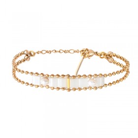 Bracelet fin chaînes NEIVA doré - Perles du japon & Perles de Nacre - SATELLITE