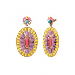 Boucles d'oreilles Pendantes NEIVA Or - Ovales, turquoises, pierres du Japon jaune violet rose - SATELLITE