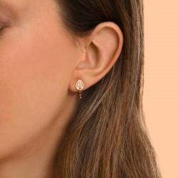 Boucles d'oreilles puces MINDORO Or - Gouttes antiques & perles Grenat