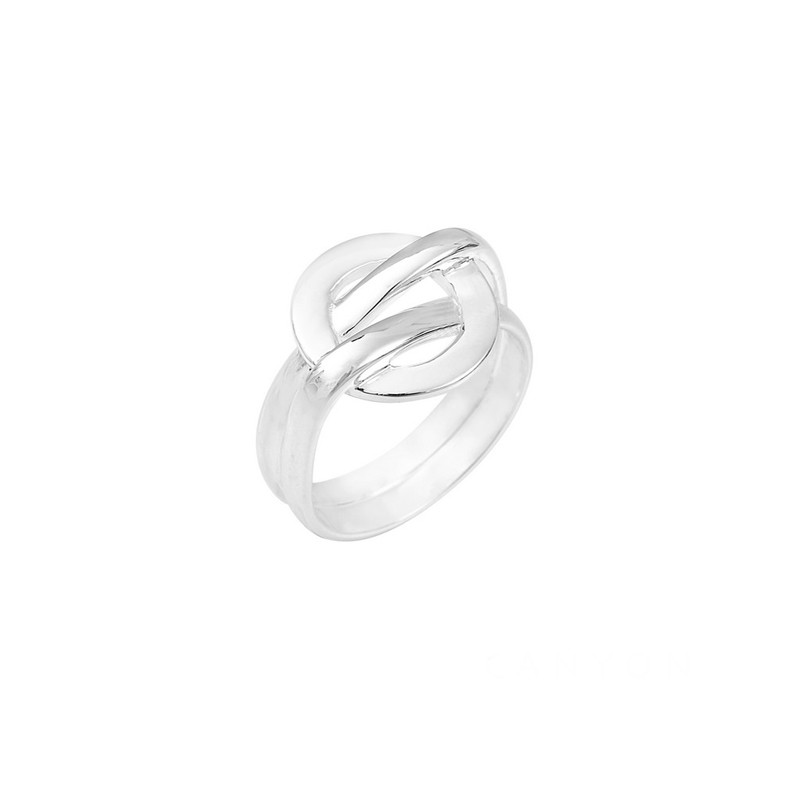 Bague en Argent - Anneaux carrés plats & Rond entrelacé design CANYON