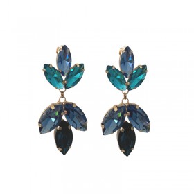 Boucles d'oreilles pendantes FLOWERS - Cristaux Bleu turquoise JORGINA