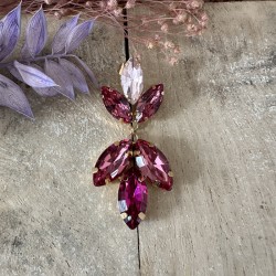 Boucles d'oreilles pendantes FLOWERS - Cristaux rose pâle, rose foncé