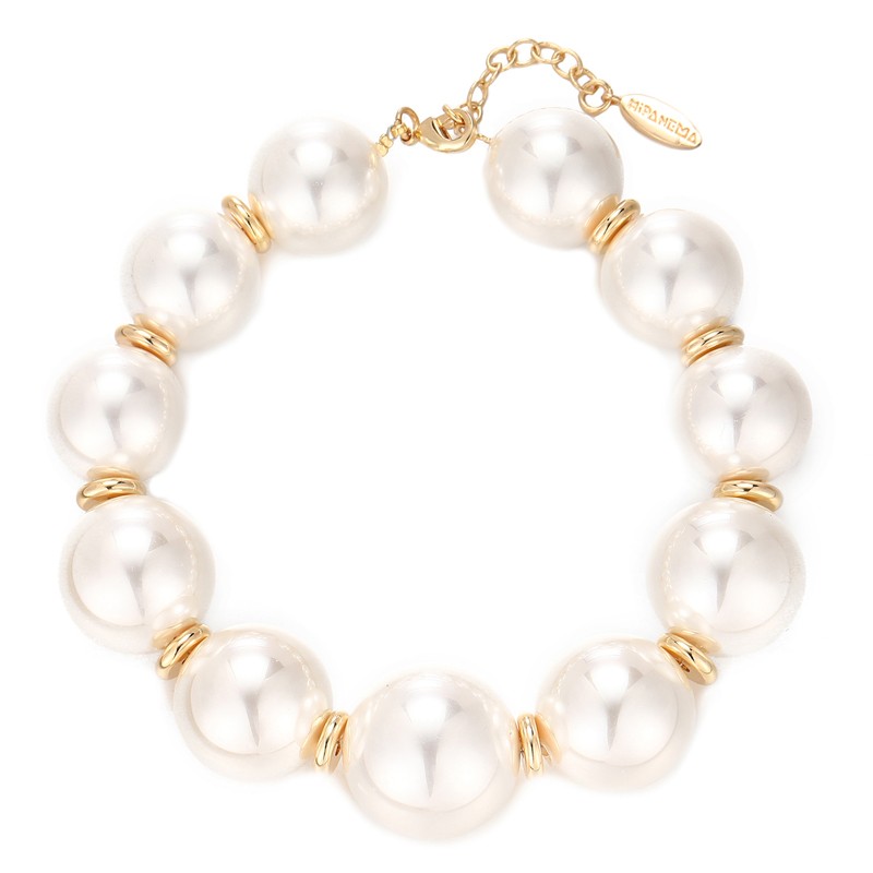 Bracelet fin NACRY Or - Grosses perles nacrées - HIPANEMA