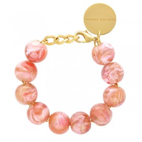 Bracelet BEADS PEACH MARBLE Doré, Grosses Perles pêche marbré - VANESSA BARONI