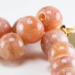 Bracelet BEADS PEACH MARBLE Doré, Grosses Perles pêche marbré