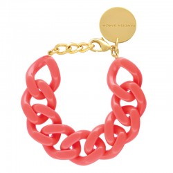 Bracelet FLAT CHAIN New Flamenco Doré - Gros Maillons plats roses - VANESSA BARONI