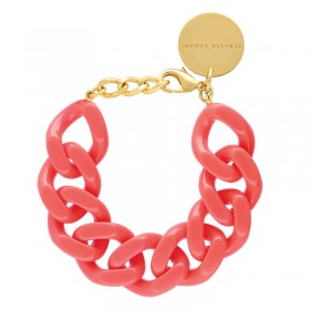 Bracelet FLAT CHAIN New Flamenco Doré - Gros Maillons plats roses - VANESSA BARONI