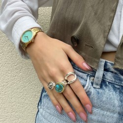 Bague large en Argent EROS - Anneaux ronds évidés & Boucle design TAILLE 52