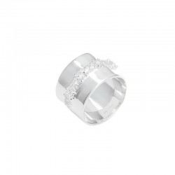 Bague tube en Argent - Anneau plat brillant & Oxydes blancs carrés CANYON BIJOUX