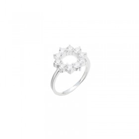 Bague fine en argent & Corolle de cristaux blancs - CANYON