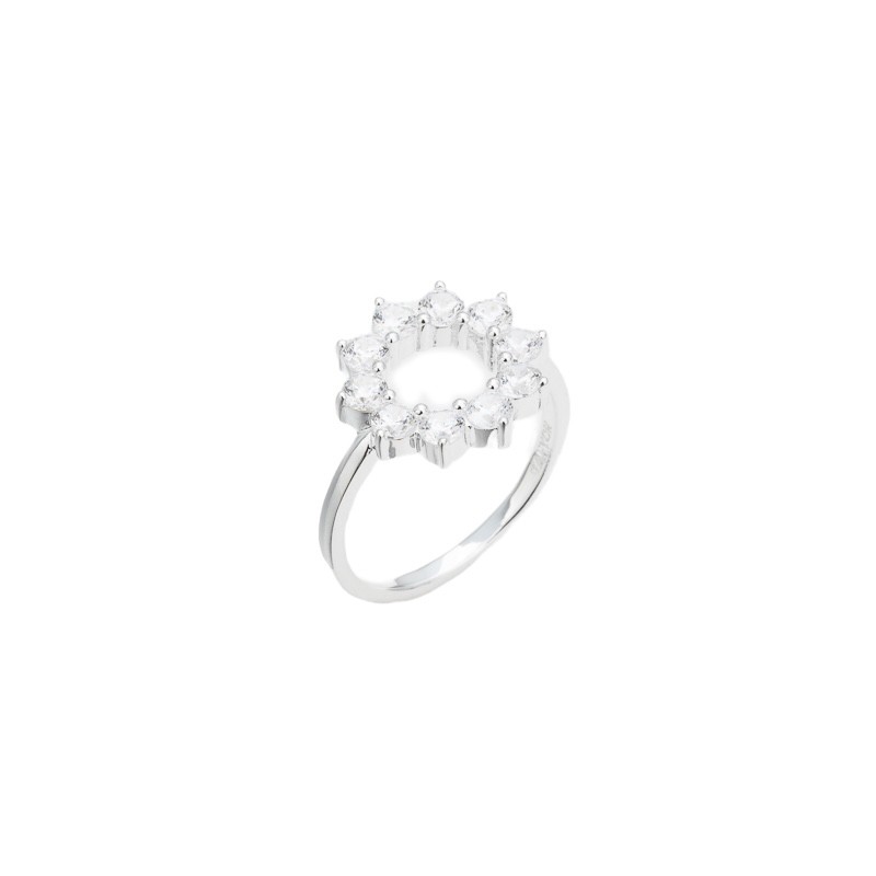 Bague fine en argent & Corolle de cristaux blancs - CANYON